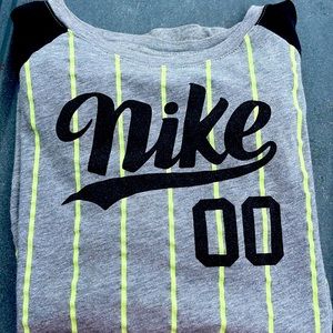 Grey and green striped shirt size medium.